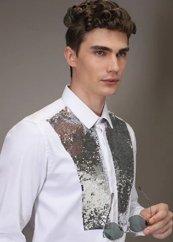 Lightweight Men's Poplin ShirtsSequence debonair designer white shirt