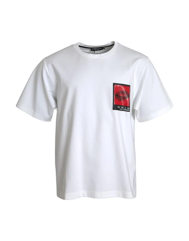Men's Shirts with Barrel CuffsDolce & Gabbana   Lips Print Cotton Men Men's T-shirt