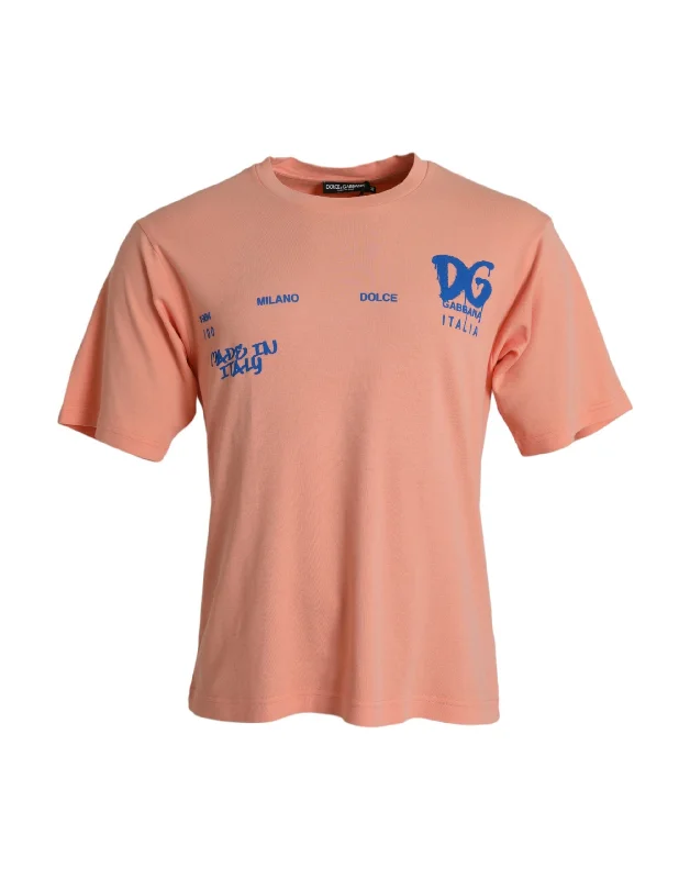 Men's Shirts with Mandarin CollarsDolce & Gabbana  Cotton Logo Print Short Sleeve Men's T-shirt