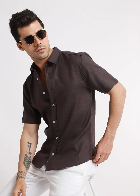 Men's Sleeveless Shirts for Summer ComfortBatiste Crater Brown Linen shirt