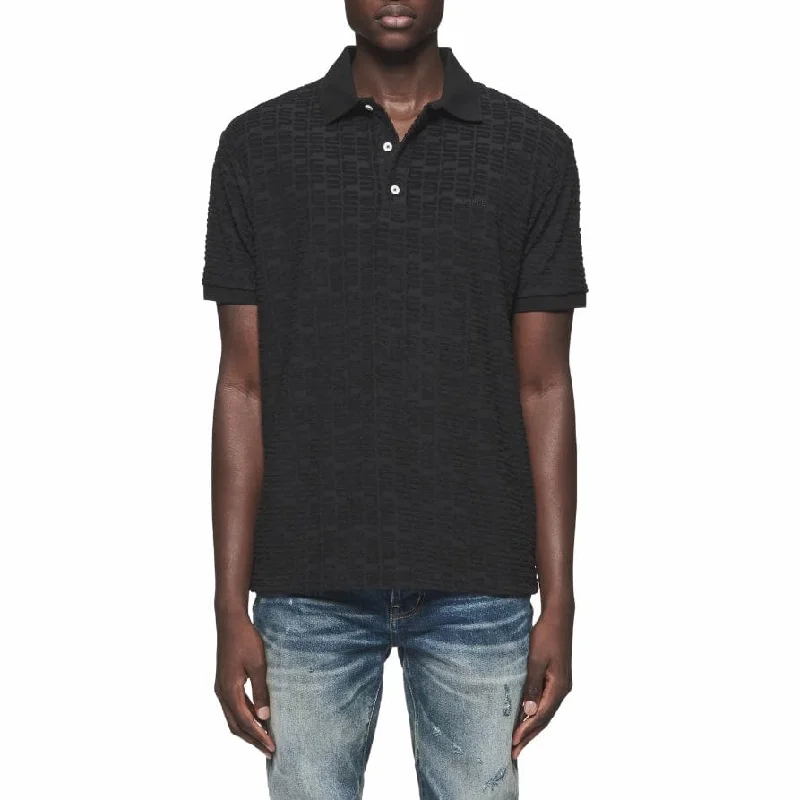 Comfortable Men's Polo ShirtsPurple Brand PB Monogram Terry Towel SS Polo (Black Beauty) P138-JTBB324