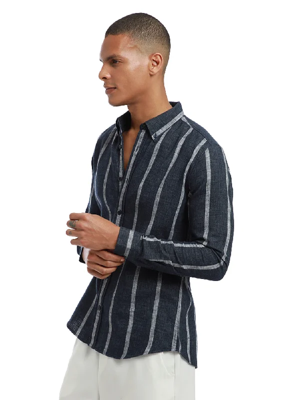 Men's Henley T-Shirts for a Casual TwistMelange Parallel Blue Stripe shirt