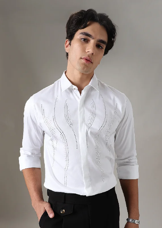 Men's Designer Dress Shirts for High-End FashionWhite Luxe Sparkler Designer Shirt
