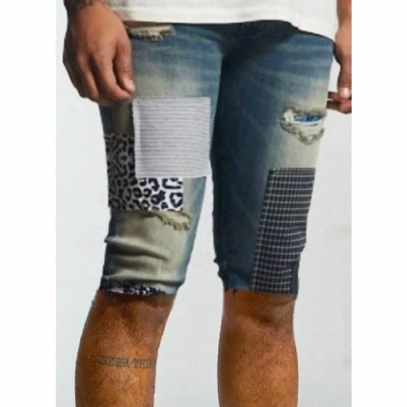 Men's Solid-Colored Pants for VersatilityMen's Charter Short In Blue Patchwork