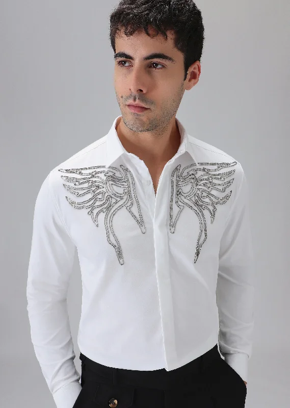 Men's Casual Friday Shirts for Relaxed Office DaysHand Crafted White Designer Shirt