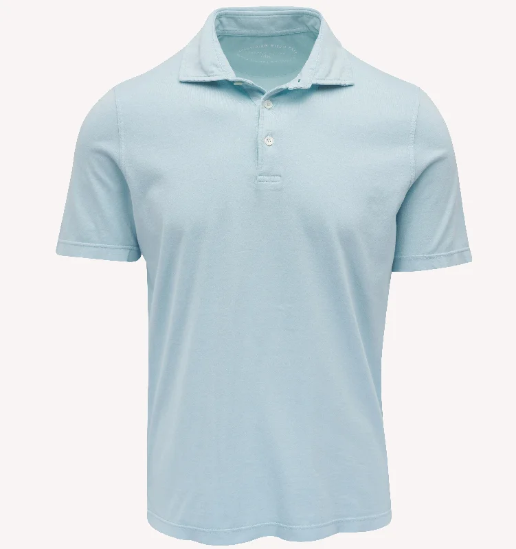 Men's Shirts with Embellished CollarsFedeli Zero Polo in Seafoam
