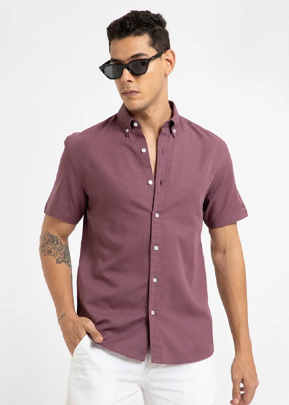 Men's Short-Sleeve Shirts for Warm WeatherViolet Cotton Linen Shirt