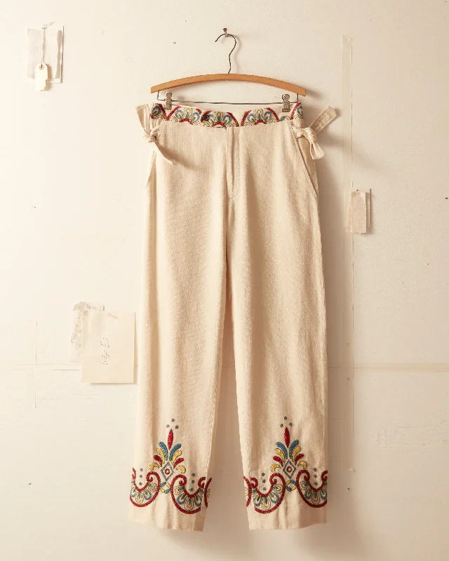 Men's Pants with Ripped and Distressed DetailsEmbroidered Carnival Trousers