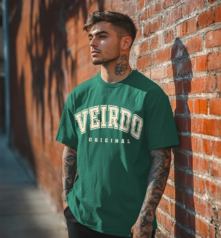Men's Shirts with Patchwork SleevesVeirdo Original Green Oversized Typography Brand Printed Tshirt Men's Shirts with Patchwork SleevesVeirdo Original Green Oversized Typography Brand Printed Tshirt