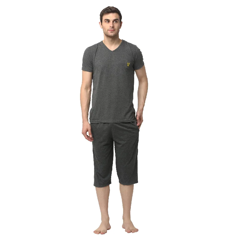 Mack Jonney Grey Grey Night Suit For Men's