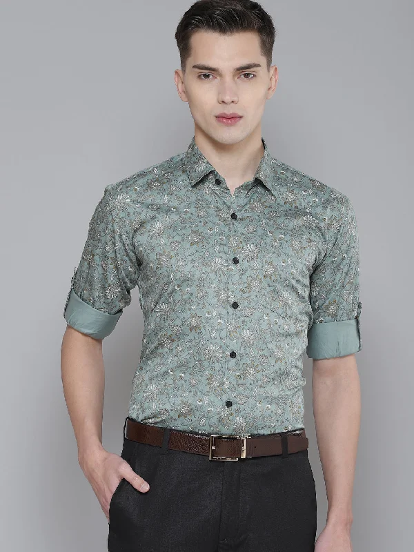 Men's V-Neck T-Shirts for a Flattering ShapeDENNISON Men Sea Green Smart Slim Fit Printed Casual Shirt Men's V-Neck T-Shirts for a Flattering ShapeDENNISON Men Sea Green Smart Slim Fit Printed Casual Shirt