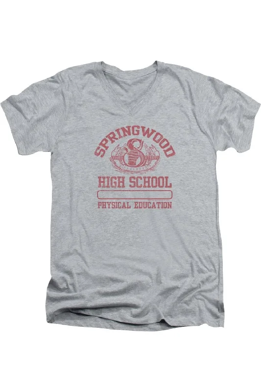 Men's Shirts with Button-Down CollarsNightmare On Elm Street Springwood High Short Sleeve Adult V Neck Premium Cotton Tee / T-Shirt Men's Shirts with Button-Down CollarsNightmare On Elm Street Springwood High Short Sleeve Adult V Neck Premium Cotton Tee / T-Shirt