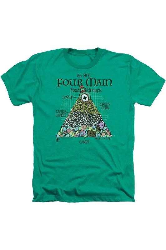 Men's Shirts with Appliqué DetailsElf Food Pyramid Adult Heather Tee / T-Shirt