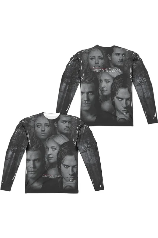 Men's Shirts with Mock NecksVampire Diaries In The Woods (Front/Back Print) Long Sleeve Adult Poly Crew Tee / T-Shirt Men's Shirts with Mock NecksVampire Diaries In The Woods (Front/Back Print) Long Sleeve Adult Poly Crew Tee / T-Shirt