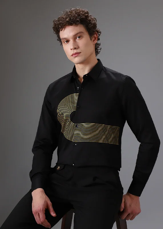 Men's Crew Neck T-Shirts for Everyday WearBlack Gold Foil Designer Shirt