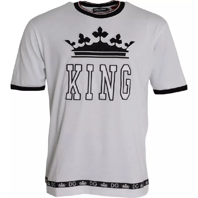 Men's Three-Quarter Sleeved TopsDolce & Gabbana Crown King Cotton Crew Neck Men Men's T-shirt Men's Three-Quarter Sleeved TopsDolce & Gabbana Crown King Cotton Crew Neck Men Men's T-shirt