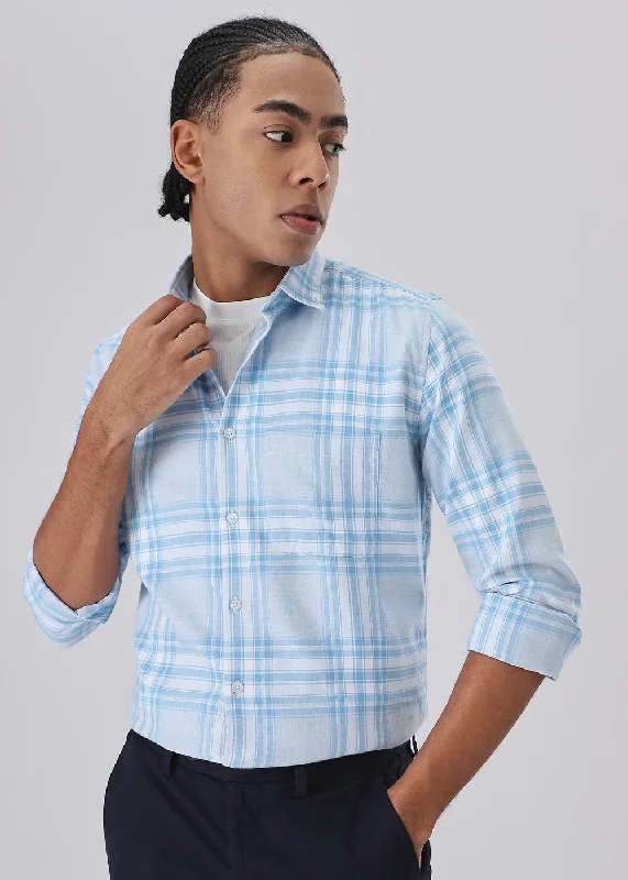 Men's Minimalist Shirts for a Clean LookMelange Air Blue Check Shirt