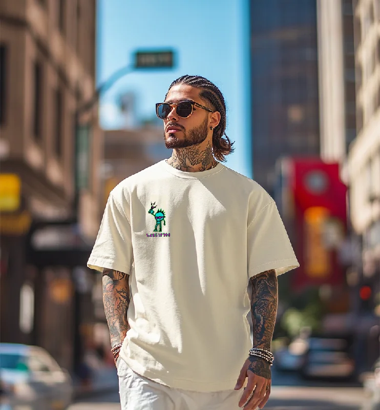 Men's Shirts with Custom MonogramsPunk Beige Oversized Placement Graphic Printed Tshirt Men's Shirts with Custom MonogramsPunk Beige Oversized Placement Graphic Printed Tshirt