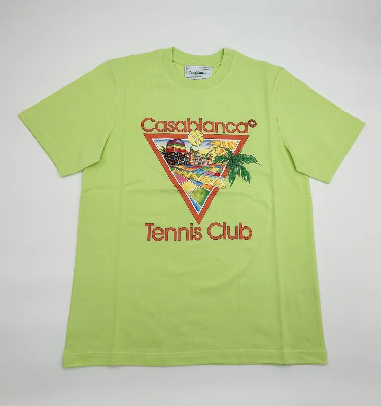 Men's Shirts with Embellished SleevesCasablanca Pale Green Afro Cubism Tennis Club Printed T-Shirt Men's Shirts with Embellished SleevesCasablanca Pale Green Afro Cubism Tennis Club Printed T-Shirt