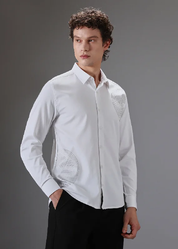 Men's Moisture-Wicking Shirts for All-Day ComfortWhite Symmetric Foil Designer Shirt