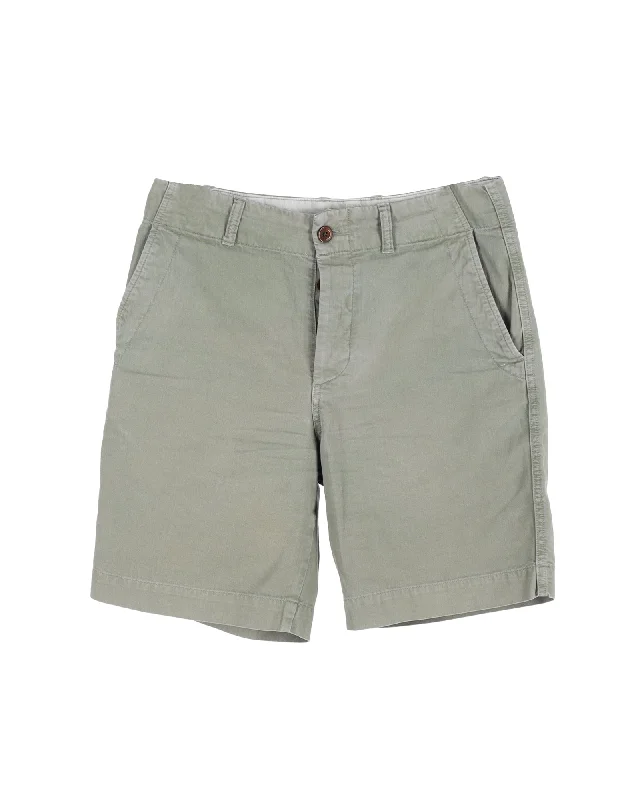 Men's Pants with Embroidered DesignsMr. P Straight Leg Shorts in Green Cotton