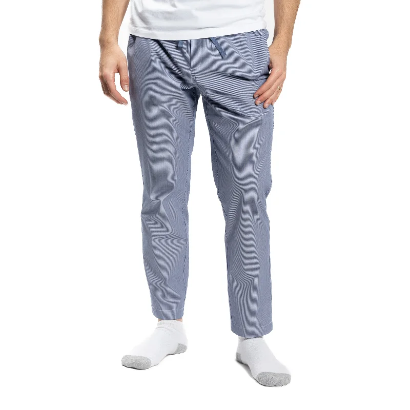 Warm Men's Fleece-Lined PantsCotton Pajama Pants - Navy Pinstripe
