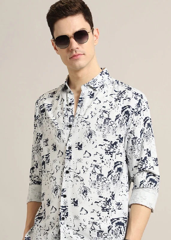 Men's Golf Shirts for On-Course StylePearl White Abstract Printed Shirt