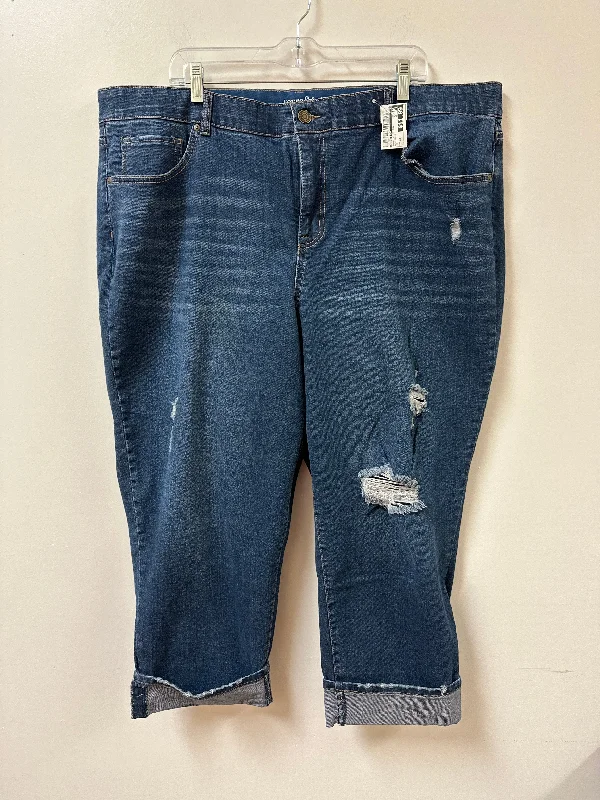 New Arrival Designer Men's JeansJeans Boyfriend By Terra & Sky In Blue Denim, Size: 22