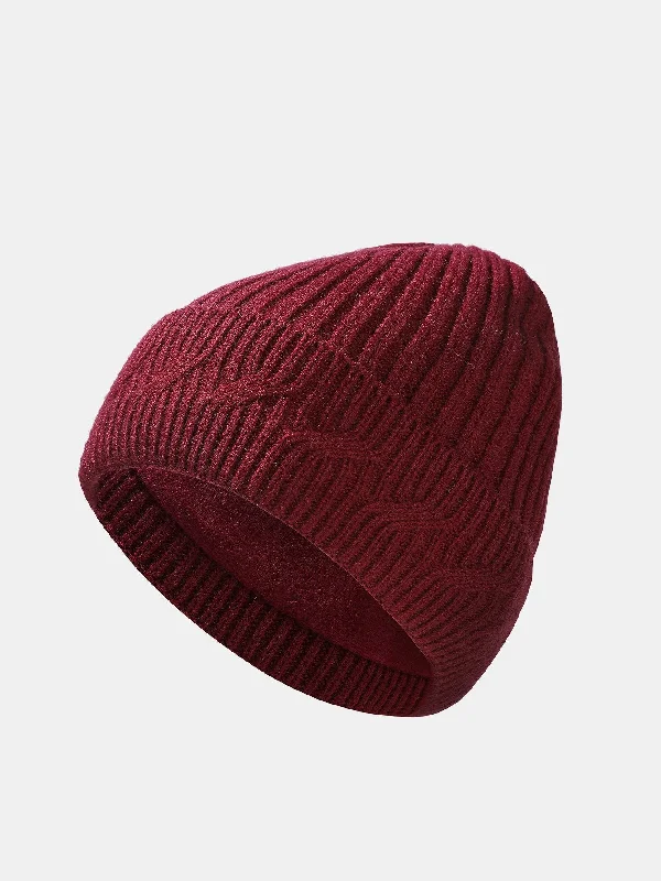 Lightweight Bucket HatsSolid Color Warm Knit Beanie Hat