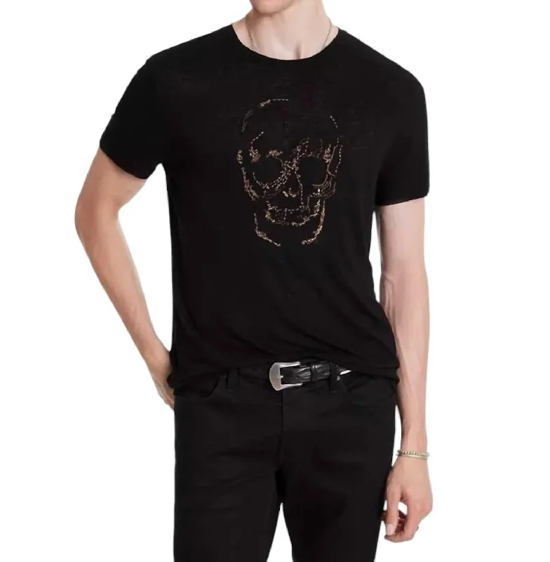 Men's Shirts with Hidden PocketsEmbellished Skull Tee In Black