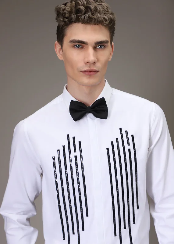 Men's Smart Casual Shirts for Business Casual SettingsWhite Symmetry Striped Shirt