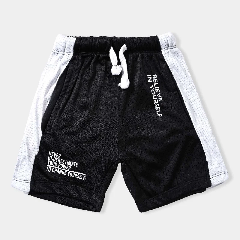 Men's Party Pants for a Fun Night OutBoys Knitted Cotton Terry Short Belive In yourself-BLACK
