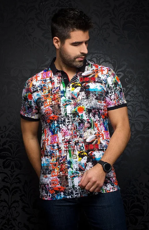Men's Shirts with Convertible CollarsAU NOIR | Polo | Sakura Multi