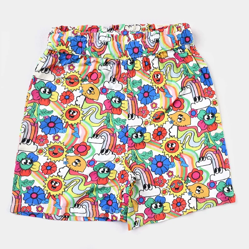 Men's Low-Waisted Pants for a Casual VibeGirls Viscose Short Flowers-Printed