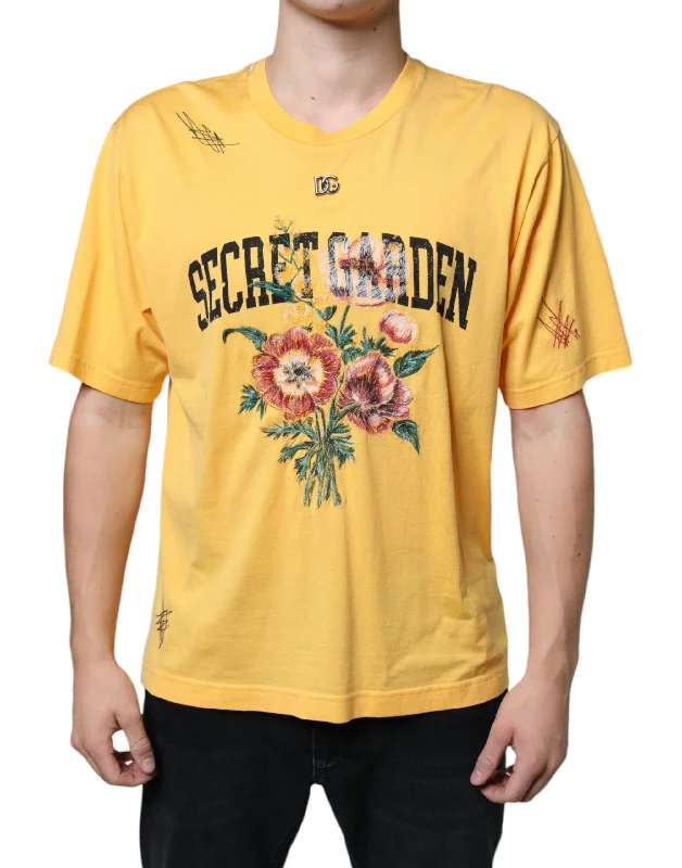 Men's Shirts with Roll-Up SleevesDolce & Gabbana Secret Graden Floral Cotton Crew Neck Men's T-shirt Men's Shirts with Roll-Up SleevesDolce & Gabbana Secret Graden Floral Cotton Crew Neck Men's T-shirt