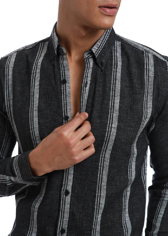 Men's V-Neck T-Shirts for a Flattering ShapeMelange Triadic Gray Stripe Shirt