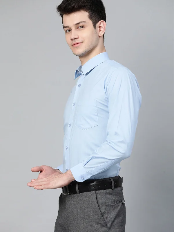 Men's Affordable Shirts for Budget-Friendly StyleMen Blue Smart Slim Fit Solid Water  Stain Repellent Twill Formal Shirt