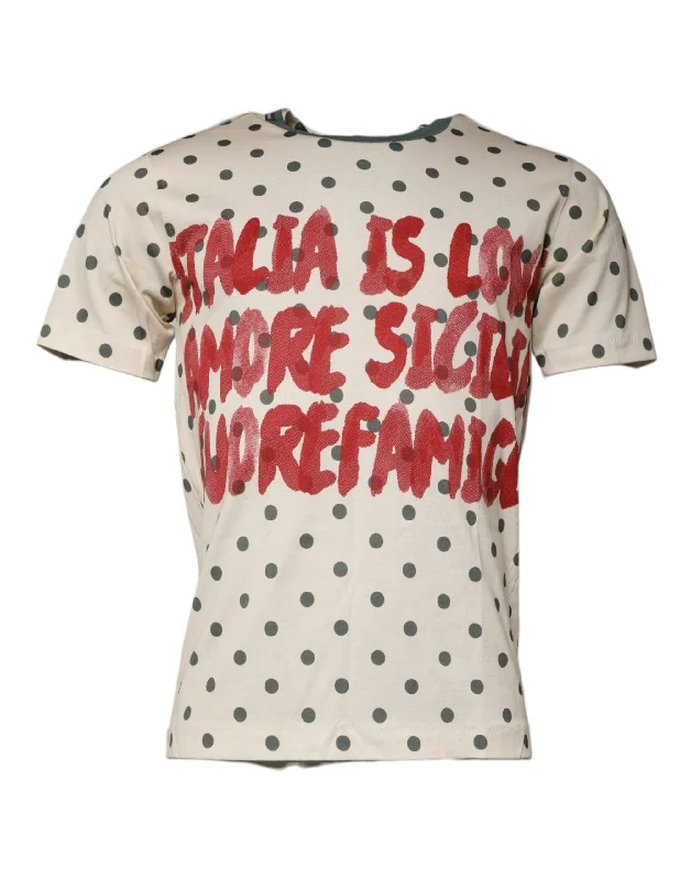 Men's Short-Sleeved ShirtsDolce & Gabbana  Graphic Print Polka Dot Cotton Men's T-shirt