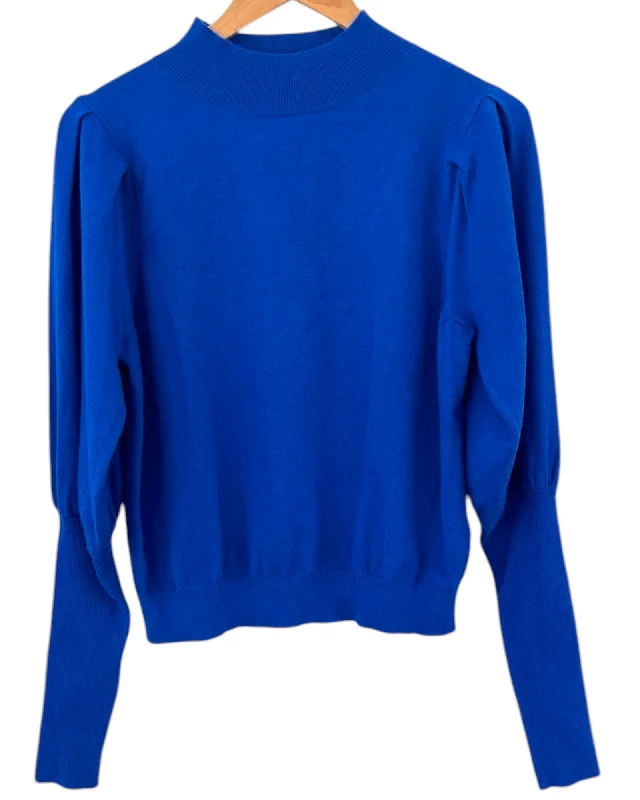 Bright Winter Lively Lapis Puff Pleat Sleeve Sweater