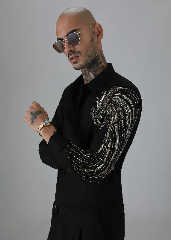 Men's Thermal Shirts for Winter WarmthGold Eagle Black Designer Shirt