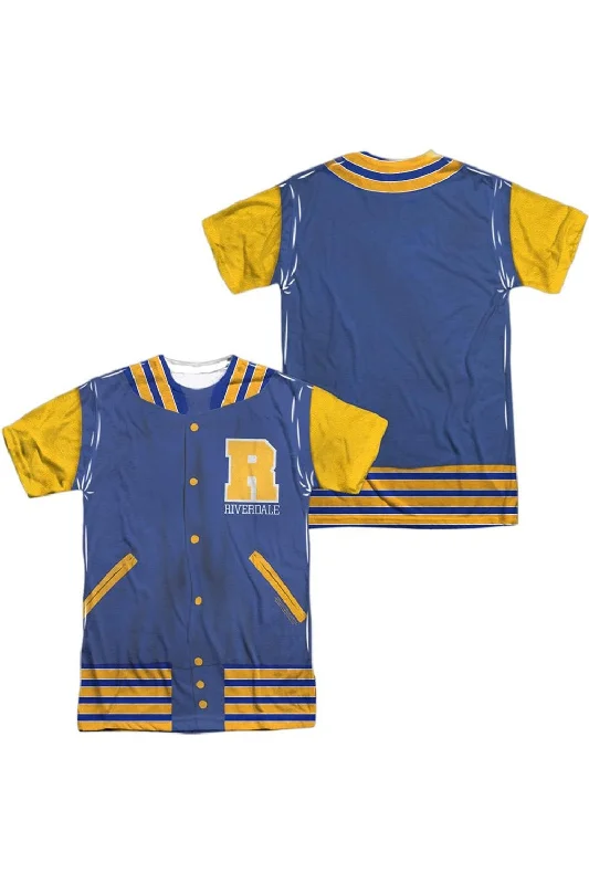 Men's Shirts for CampingRiverdale Varsity Jacket (Front/Back Print) Short Sleeve Adult Poly Crew Tee / T-Shirt Men's Shirts for CampingRiverdale Varsity Jacket (Front/Back Print) Short Sleeve Adult Poly Crew Tee / T-Shirt