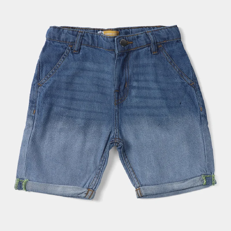Men's Pants with Hidden PocketsBoys Denim rigid Short Dip Dye | Mid Blue