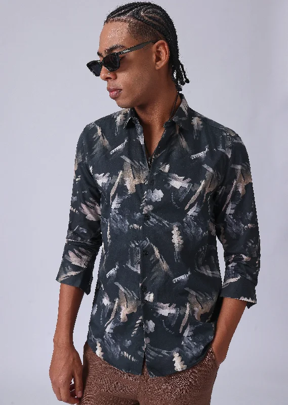 Men's Striped Long-Sleeve Shirts for a Maritime FeelBlack Flora Print Shirt
