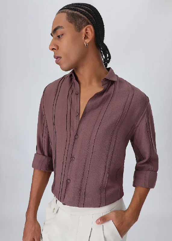 Men's Geometric Print Shirts for a Modern TwistPintucked Mauve Pink Shirt