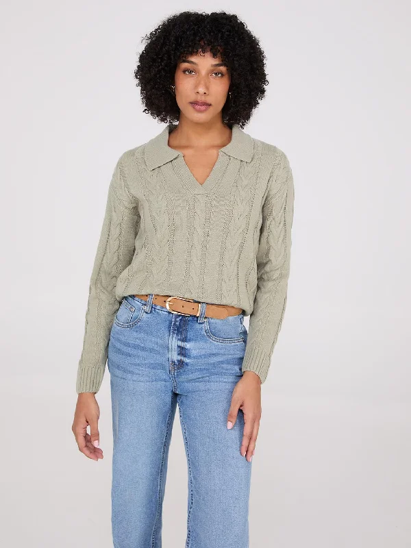 Multi-Cable Johnny Collar Sweater