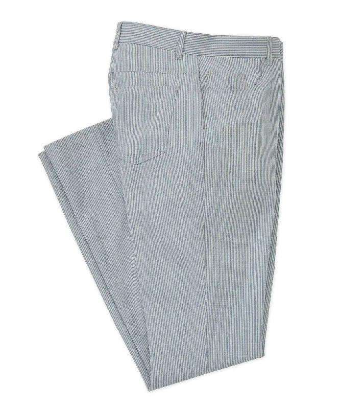 Men's Pants with Hidden ButtonsWestport Black 5-Pocket Seersucker Performance Linen Pant