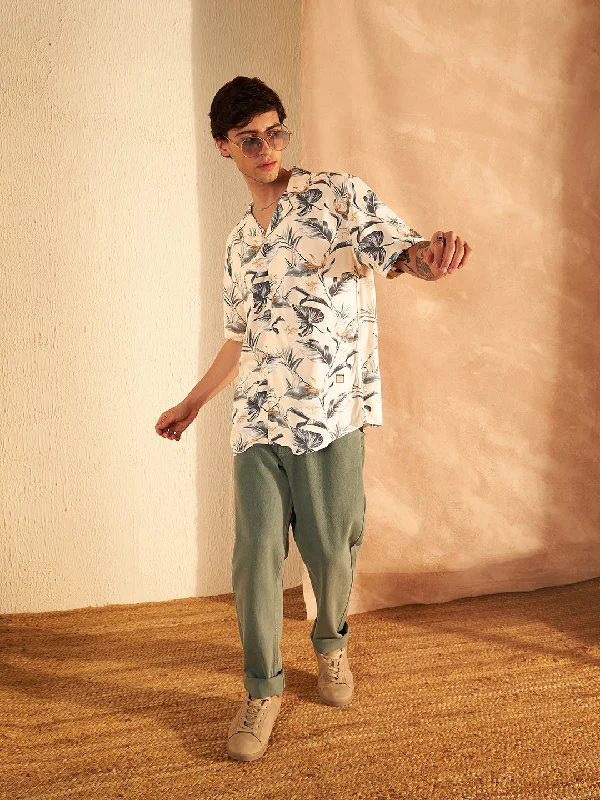 Men's Sleeveless Shirts for Summer ComfortDENNISON Cream & Grey Block Printed Shirt