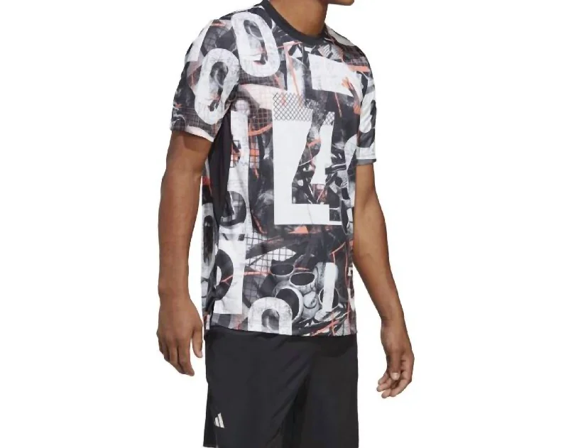 Versatile Men's Tank TopsClub Tennis Graphic Tee In White/black/coral Fusion