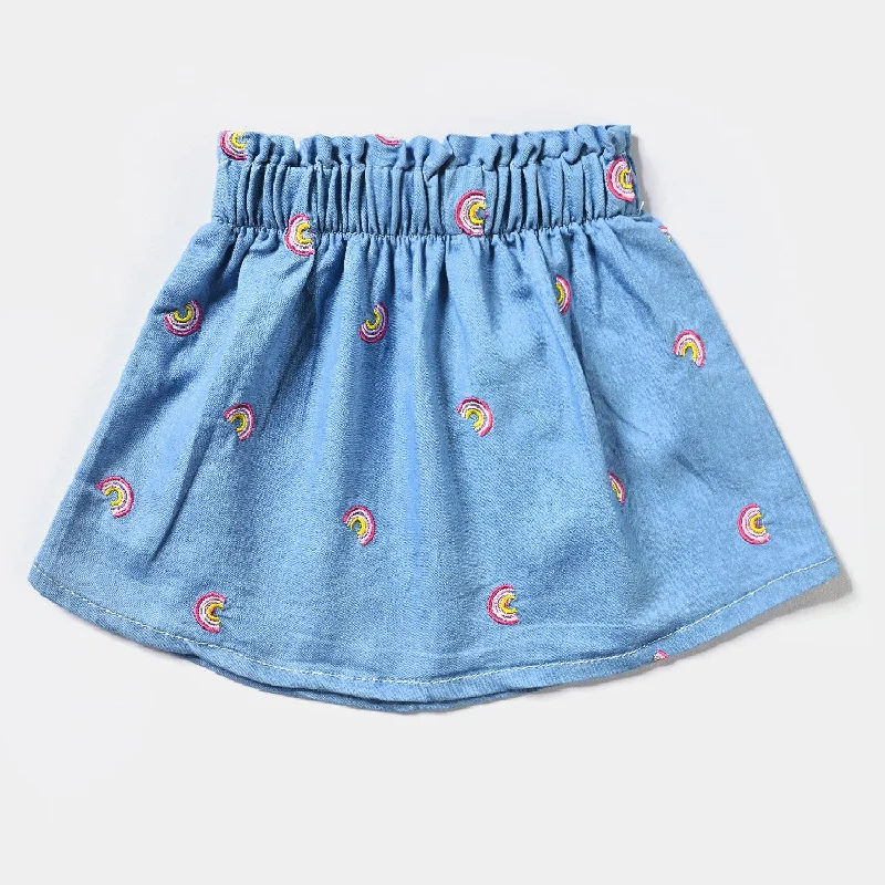 Men's Pants with Back PocketsGirls Tensile Denim (Light Denim) Skirt Rainbow-Ice Blue