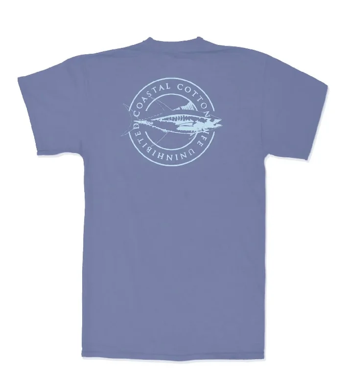 Solid-Colored Men's ShirtsMen's Yellow Fin Short Sleeve Tee In Wake Blue